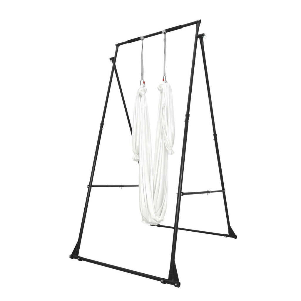 Yoga Stand Frame, Max 440.9 lbs Load Swing Stand, Triangular Structure Aerial Rig, Aerial Silk Stands with EVA Foam & 6.6-yard Yoga Hammock, 4-Level Horizontal & 6-Level Vertical Adjustment